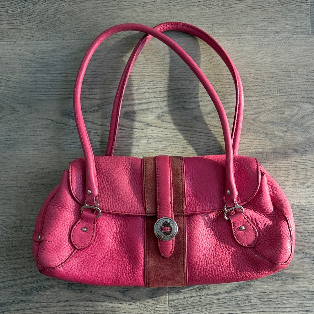 Pink Leather Double-Handle Shoulder Bag